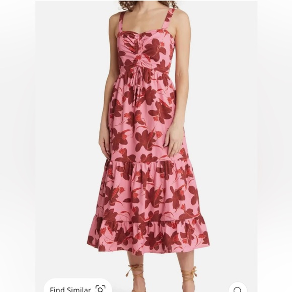 DU PARADISFloral Midi Dress In Pink Floral NWOT